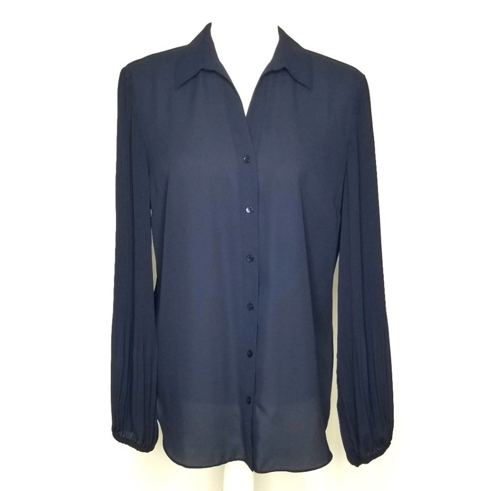 JONES NEW YORK Navy Long Sleeve Blouse